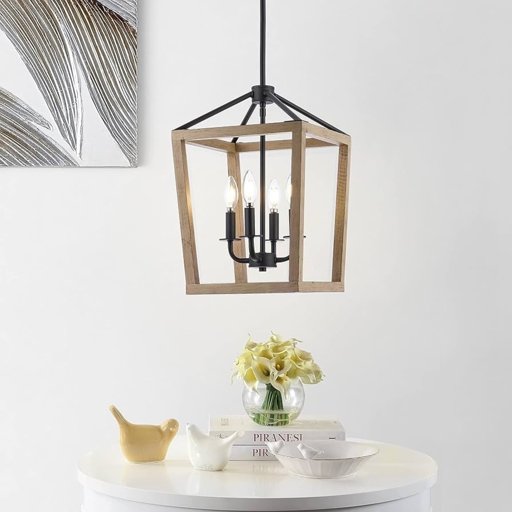 Black Tan 4 Light Chandelier Farmhouse Rustic